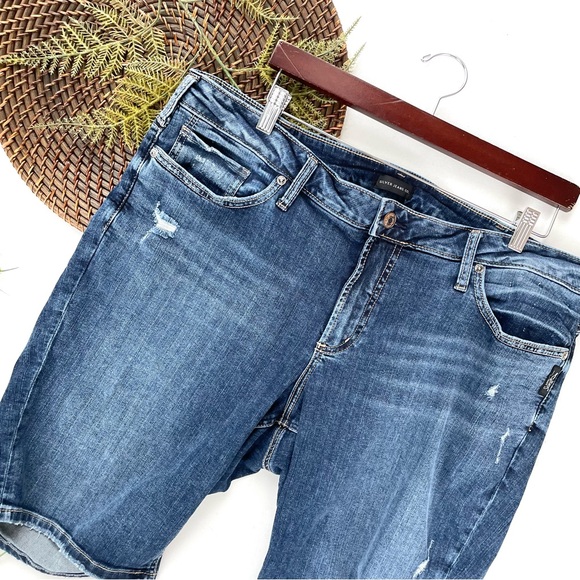 Silver Jeans Pants - Silver Jeans Women’s Shorts Denim Suki Bermuda Distressed Stretch Plus Size 20
